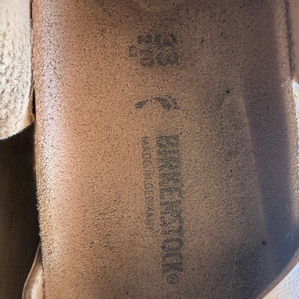 Birkenstock Tan Suede Footbed Sandals - Picture 2 of 6